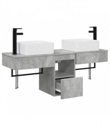 vidaXL Bathroom Cabinet Set 3 pcs Concrete Grey 130 x 41 x 80 cm