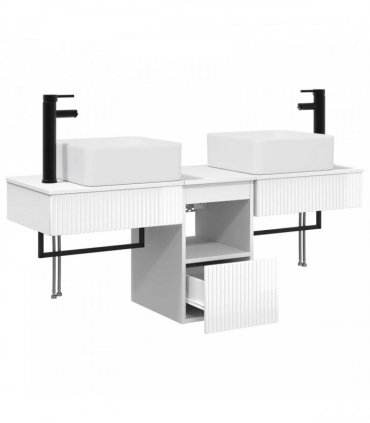 vidaXL Bathroom Cabinet Set 3 pcs High Gloss White 130 x 41 x 80 cm