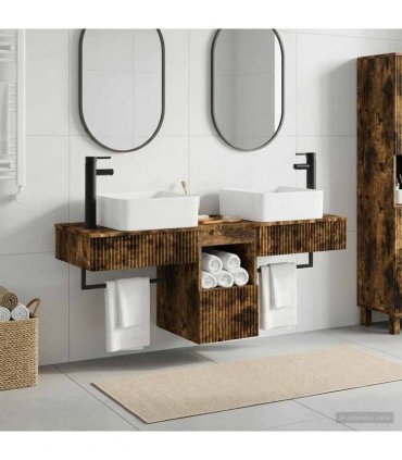 vidaXL Bathroom Cabinet Set 3 pcs Smoked Oak 130 x 41 x 80 cm
