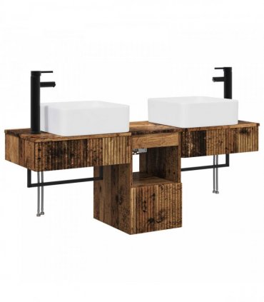 vidaXL Bathroom Cabinet Set 3 pcs Old Wood 130 x 41 x 80 cm