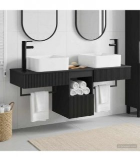 vidaXL Bathroom Cabinet Set 3 pcs Black 136 x 35 x 80 cm