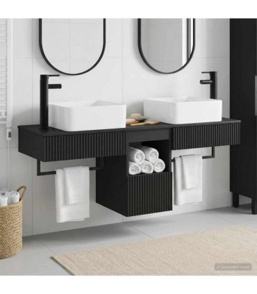 vidaXL Bathroom Cabinet Set 3 pcs Black 136 x 35 x 80 cm
