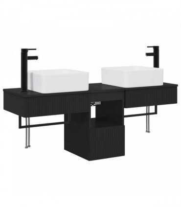 vidaXL Bathroom Cabinet Set 3 pcs Black 136 x 35 x 80 cm