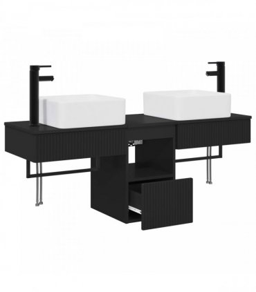 vidaXL Bathroom Cabinet Set 3 pcs Black 136 x 35 x 80 cm