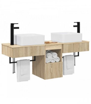 vidaXL Bathroom Cabinet Set 3 pcs Sonoma Oak 136 x 35 x 80 cm