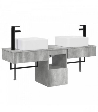 vidaXL Bathroom Cabinet Set 3 pcs Concrete Grey 136 x 35 x 80 cm