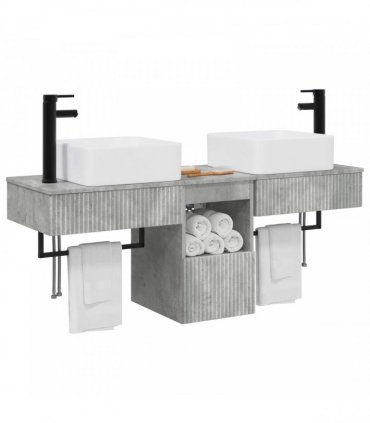 vidaXL Bathroom Cabinet Set 3 pcs Concrete Grey 136 x 35 x 80 cm