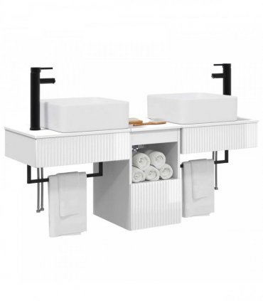 vidaXL Bathroom Cabinet Set 3 pcs High Gloss White 136 x 35 x 80 cm