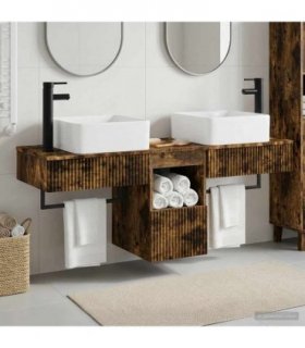 vidaXL Bathroom Cabinet Set 3 pcs Smoked Oak 136 x 35 x 80 cm