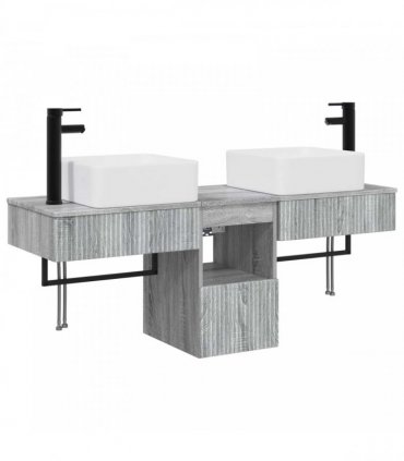 vidaXL Bathroom Cabinet Set 3 pcs Grey Sonoma 136 x 35 x 80 cm