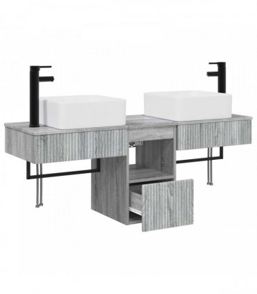 vidaXL Bathroom Cabinet Set 3 pcs Grey Sonoma 136 x 35 x 80 cm
