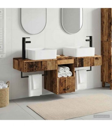 vidaXL Bathroom Cabinet Set 3 pcs Old Wood 136 x 35 x 80 cm