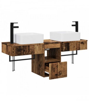 vidaXL Bathroom Cabinet Set 3 pcs Old Wood 136 x 35 x 80 cm