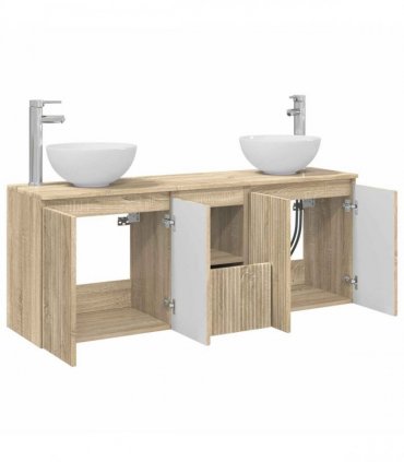 vidaXL Wall-mounted Bathroom Cabinet Set 3 pcs Sonoma Oak