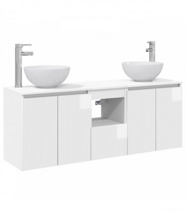 vidaXL Wall-mounted Bathroom Cabinet Set 3 pcs High Gloss White