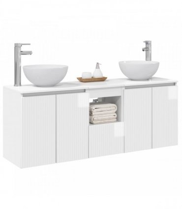 vidaXL Wall-mounted Bathroom Cabinet Set 3 pcs High Gloss White