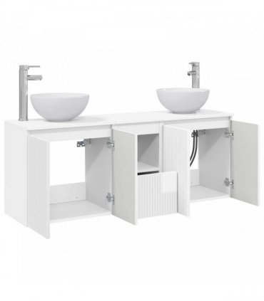 vidaXL Wall-mounted Bathroom Cabinet Set 3 pcs High Gloss White