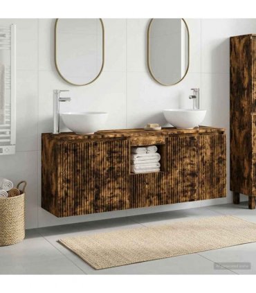 vidaXL Wall-mounted Bathroom Cabinet Set 3 pcs Smoked Oak