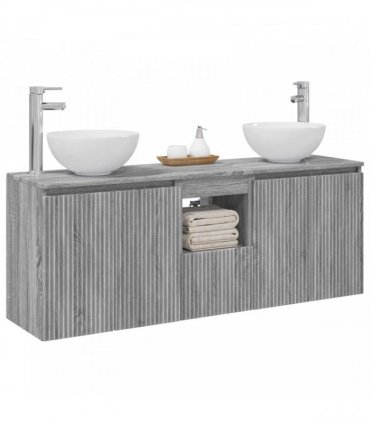 vidaXL Wall-mounted Bathroom Cabinet Set 3 pcs Grey Sonoma