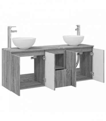 vidaXL Wall-mounted Bathroom Cabinet Set 3 pcs Grey Sonoma
