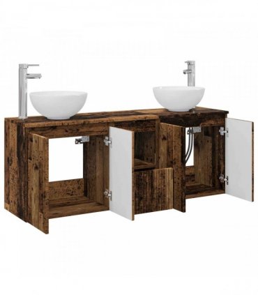 vidaXL Wall-mounted Bathroom Cabinet Set 3 pcs Old Wood