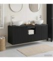 vidaXL Wall-mounted Bathroom Cabinet Set 3 pcs Black 129 x 41 x 80 cm