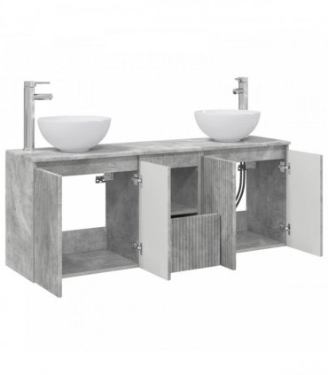 vidaXL Wall-mounted Bathroom Cabinet Set 3 pcs Concrete Grey