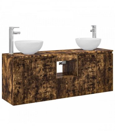 vidaXL Wall-mounted Bathroom Cabinet Set 3 pcs Smoked Oak