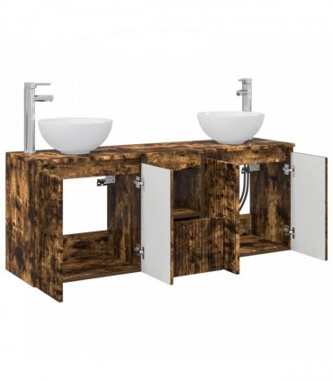 vidaXL Wall-mounted Bathroom Cabinet Set 3 pcs Smoked Oak