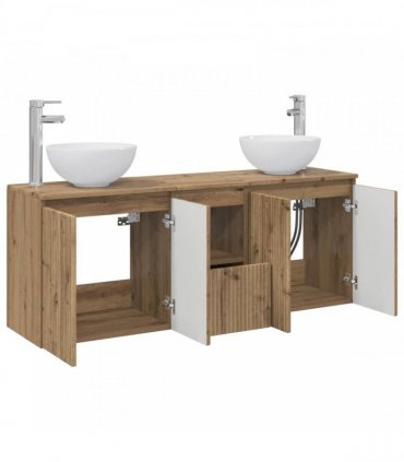 vidaXL Wall-mounted Bathroom Cabinet Set 3 pcs Artisan Oak