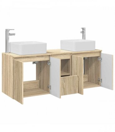vidaXL Bathroom Cabinet Set 3 pcs Sonoma Oak 129 x 41 x 80 cm