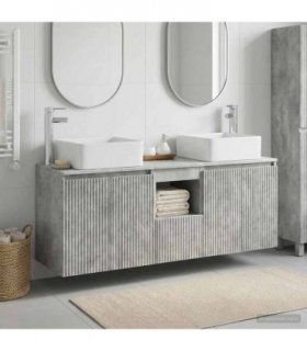 vidaXL Bathroom Cabinet Set 3 pcs Concrete Grey 129 x 41 x 80 cm