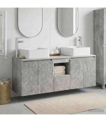 vidaXL Bathroom Cabinet Set 3 pcs Concrete Grey 129 x 41 x 80 cm