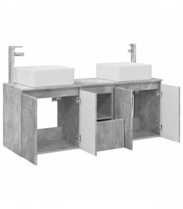 vidaXL Bathroom Cabinet Set 3 pcs Concrete Grey 129 x 41 x 80 cm