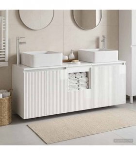 vidaXL Bathroom Cabinet Set 3 pcs High Gloss White 129 x 41 x 80 cm