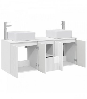 vidaXL Bathroom Cabinet Set 3 pcs High Gloss White 129 x 41 x 80 cm