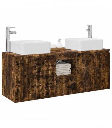 vidaXL Bathroom Cabinet Set 3 pcs Smoked Oak 129 x 41 x 80 cm