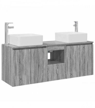 vidaXL Bathroom Cabinet Set 3 pcs Grey Sonoma 129 x 41 x 80 cm