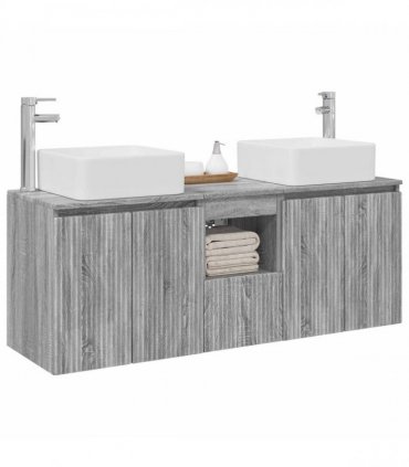 vidaXL Bathroom Cabinet Set 3 pcs Grey Sonoma 129 x 41 x 80 cm