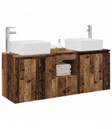 vidaXL Bathroom Cabinet Set 3 pcs Old Wood 129 x 41 x 80 cm