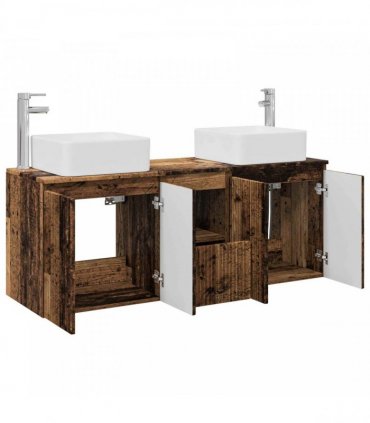 vidaXL Bathroom Cabinet Set 3 pcs Old Wood 129 x 41 x 80 cm