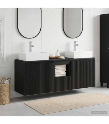 vidaXL Bathroom Cabinet Set 3 pcs Black 129 x 41 x 79.5 cm