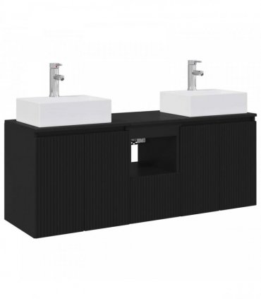 vidaXL Bathroom Cabinet Set 3 pcs Black 129 x 41 x 79.5 cm