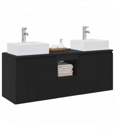 vidaXL Bathroom Cabinet Set 3 pcs Black 129 x 41 x 79.5 cm