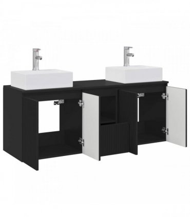vidaXL Bathroom Cabinet Set 3 pcs Black 129 x 41 x 79.5 cm