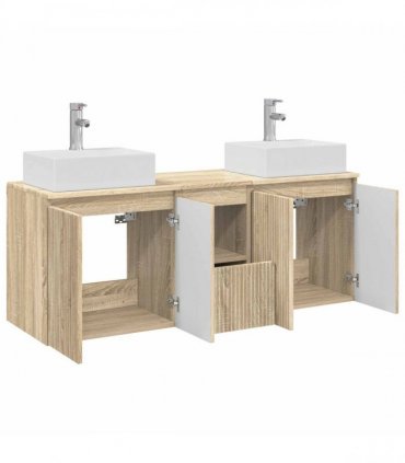 vidaXL Bathroom Cabinet Set 3 pcs Sonoma Oak 129 x 41 x 79.5 cm