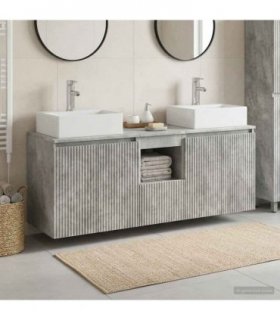 vidaXL Bathroom Cabinet Set 3 pcs Concrete Grey 129 x 41 x 79.5 cm