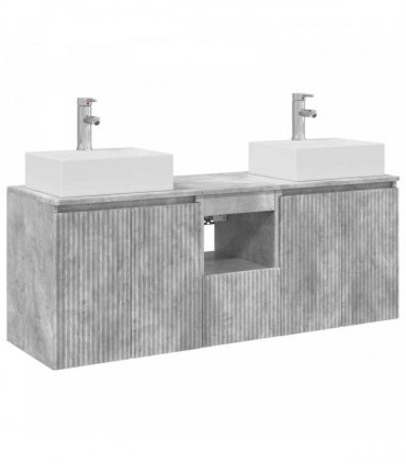 vidaXL Bathroom Cabinet Set 3 pcs Concrete Grey 129 x 41 x 79.5 cm