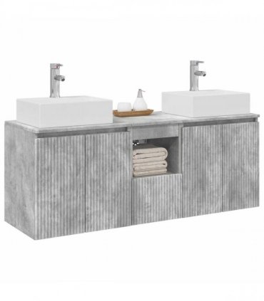 vidaXL Bathroom Cabinet Set 3 pcs Concrete Grey 129 x 41 x 79.5 cm