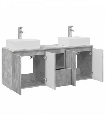 vidaXL Bathroom Cabinet Set 3 pcs Concrete Grey 129 x 41 x 79.5 cm
